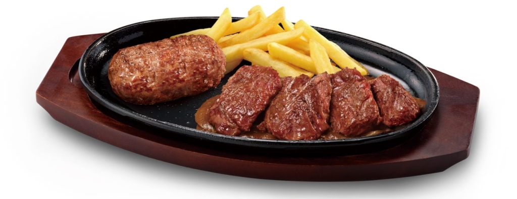 ブロンコおじさんのこだわり炭焼きがんこハンバーグ&特上厚切りハラミ