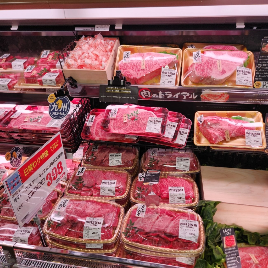 黒毛和牛の売場