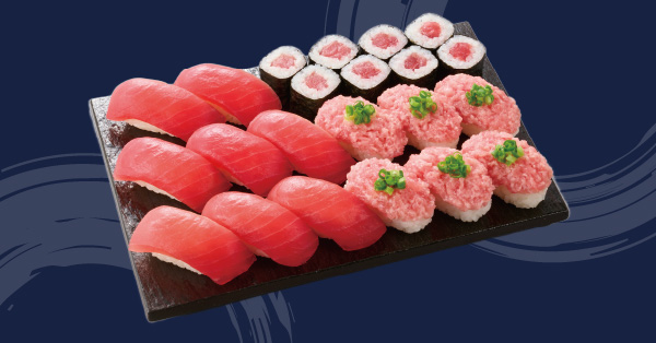 まぐろ8貫、ねぎまぐろ6貫、鉄火巻き1本が入った「超まぐろ寿し」(1,242円)