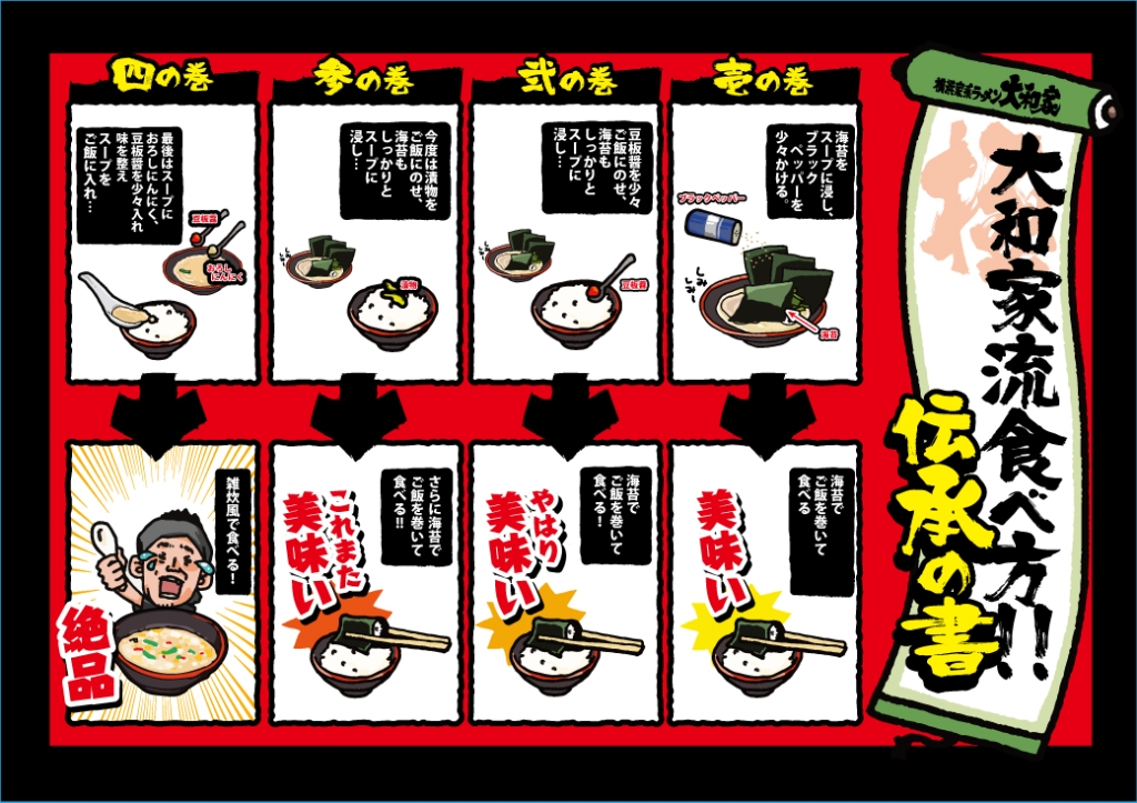 大和家流のラーメンとライスの食べ方はこちら