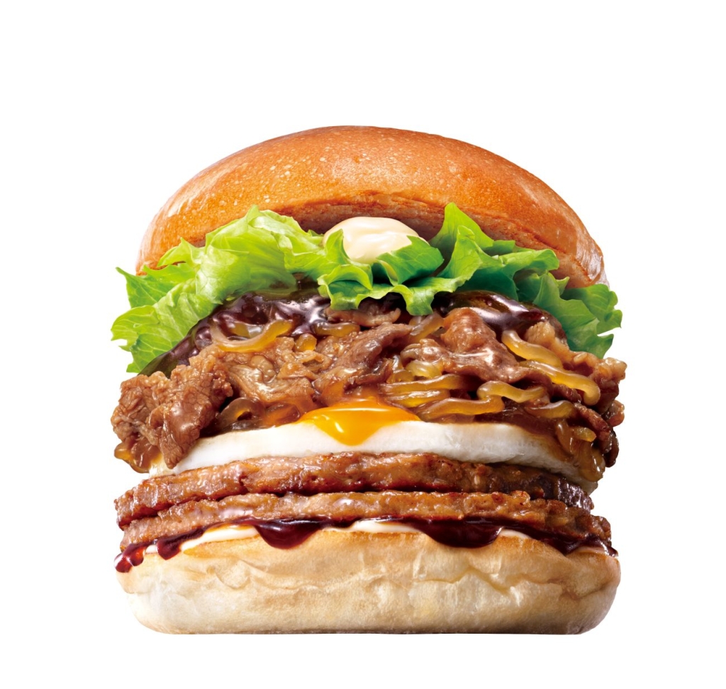 倍盛りとろたま牛すき焼きバーガー