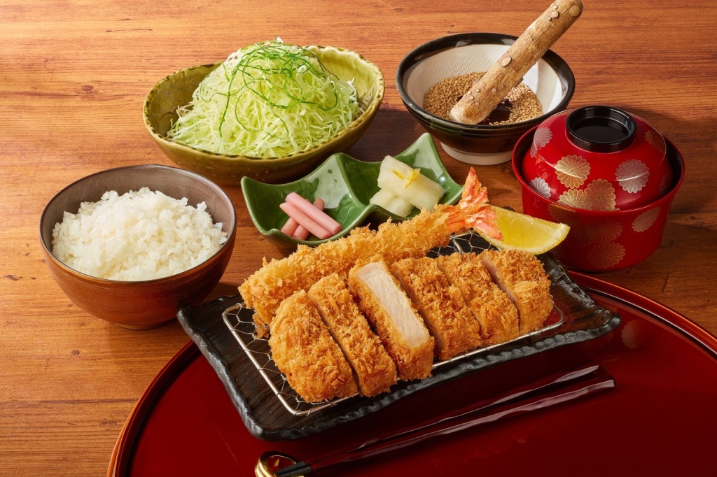 「北海道 熟成 ごまんてんロースかつ･大海老フライ御膳」