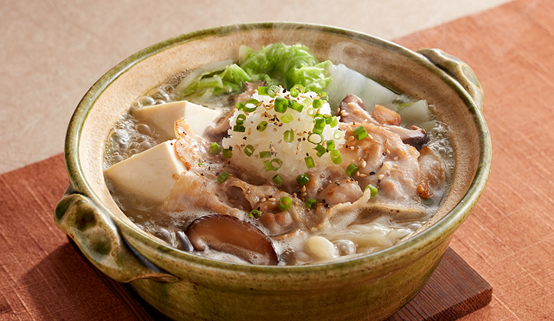 「温活♪豚肉と生姜のみぞれ鍋定食」(うどん麺入り)