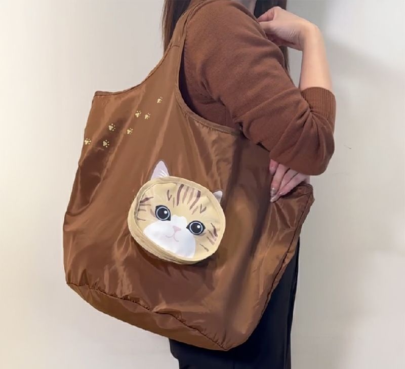 紀ノ国屋「コンパクトバッグ 茶トラ(猫)」