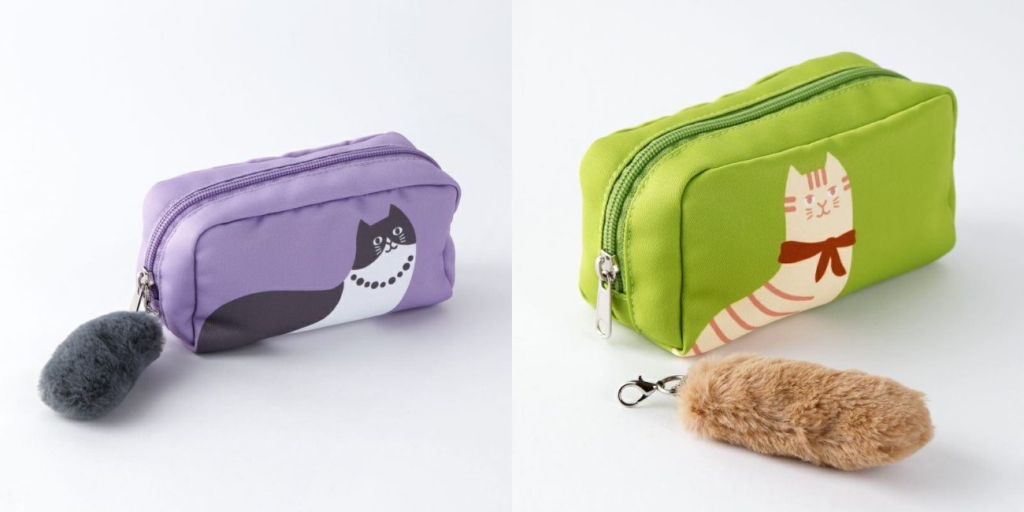 紀ノ国屋「ねこのスイーツポーチ」ライラック/ピスタチオグリーン