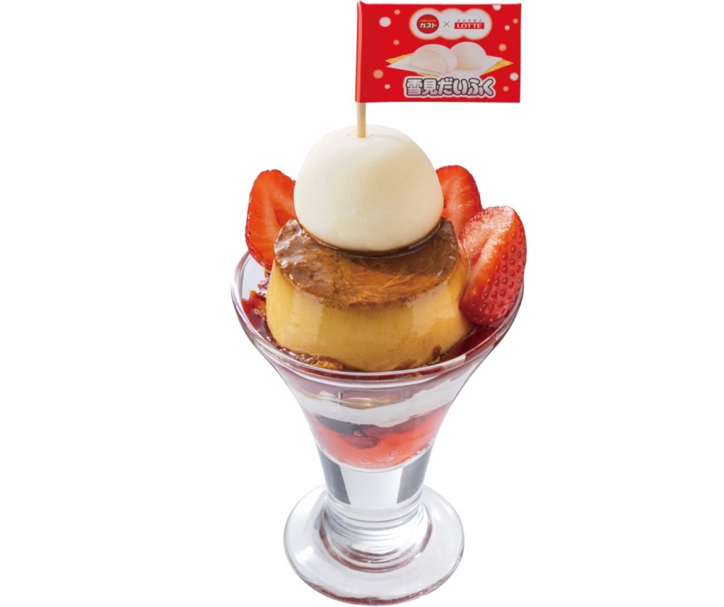 いちごと雪見だいふくのプリンサンデー