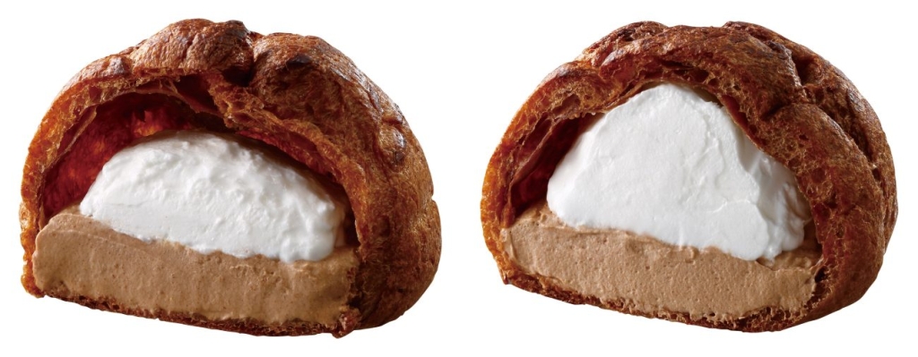 従来品と「盛りすぎ!大きなチョコシュー(チョコクリーム&ホイップ)」