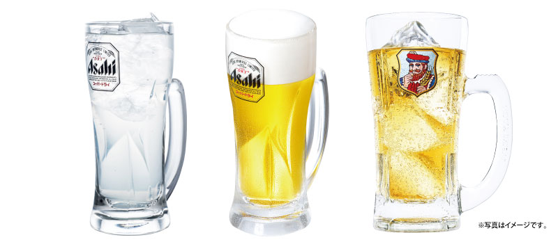 チューハイ、生ビール、ハイボール