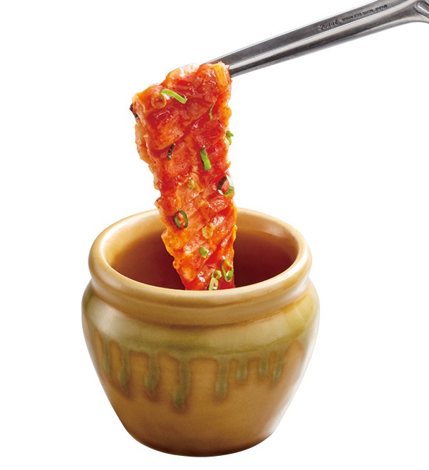 オリジナルハイサイソースで食べる 壺漬けすだれ豚バラカルビ