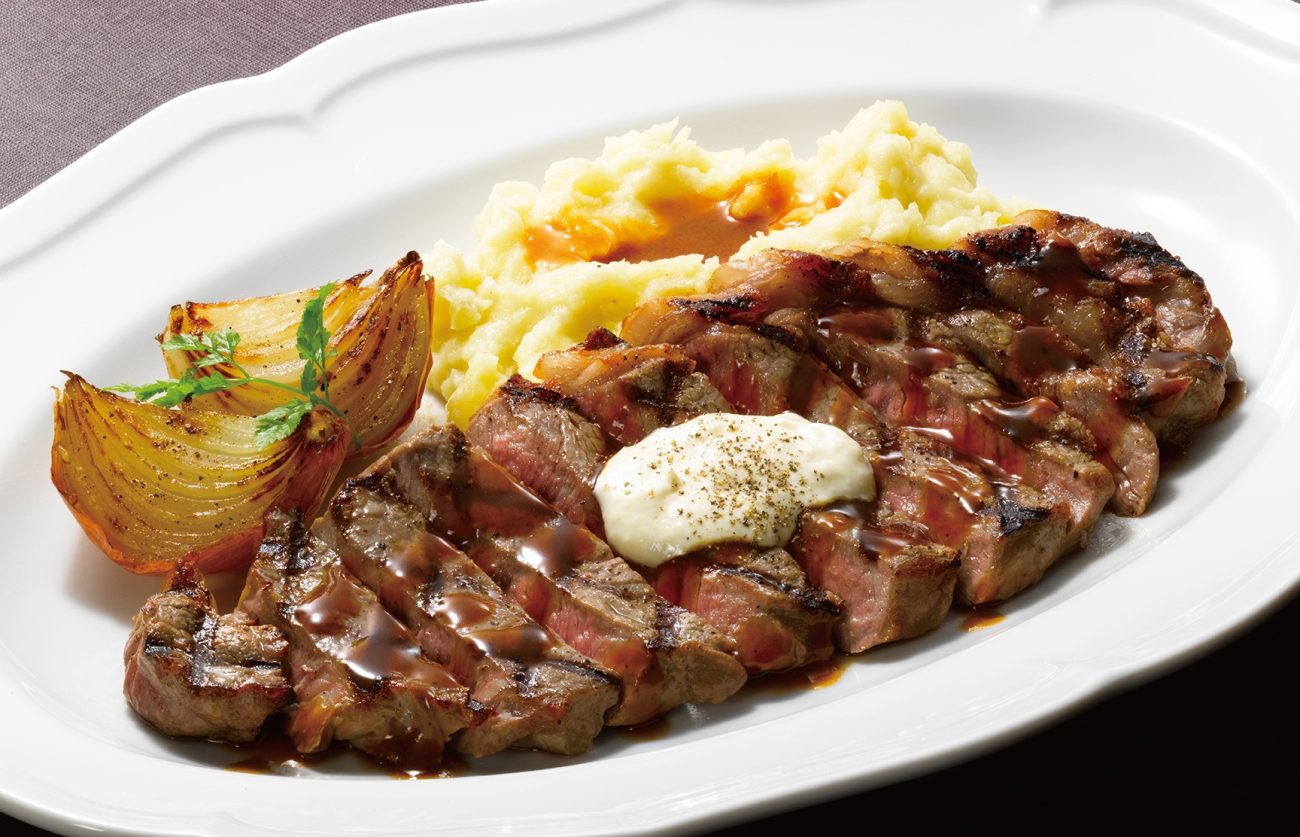 アンガスサーロインステーキ～山わさびのクリームソース～ きたあかりのマッシュポテト添え※画像は225g