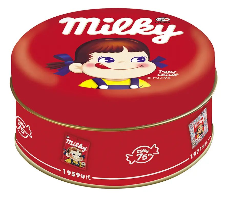 「ミルキー缶(ミルキー75thデザイン)」