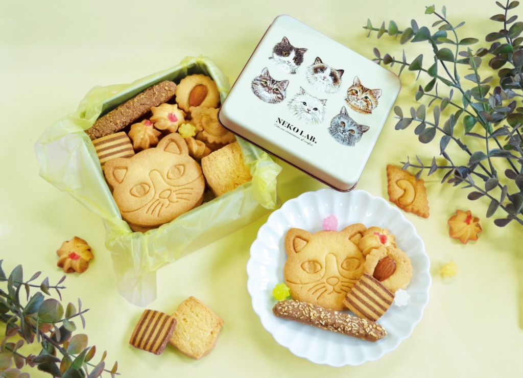 「NEKO LAB」猫デザインのクッキー缶