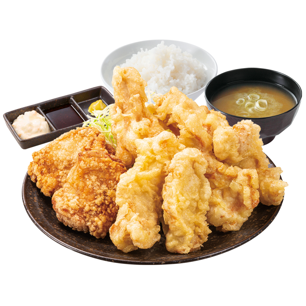 とり天倍盛り合盛り定食