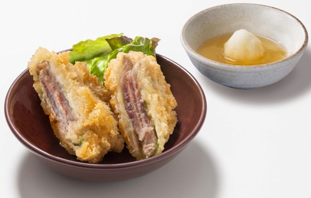 鰹の梅はさみ揚げ（小鉢）