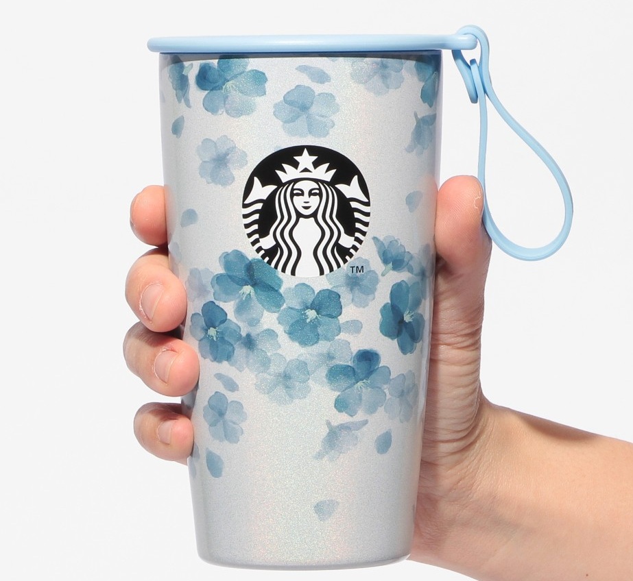 SAKURA2026ストラップカップシェイプステンレスボトルエアリーブルー355ml