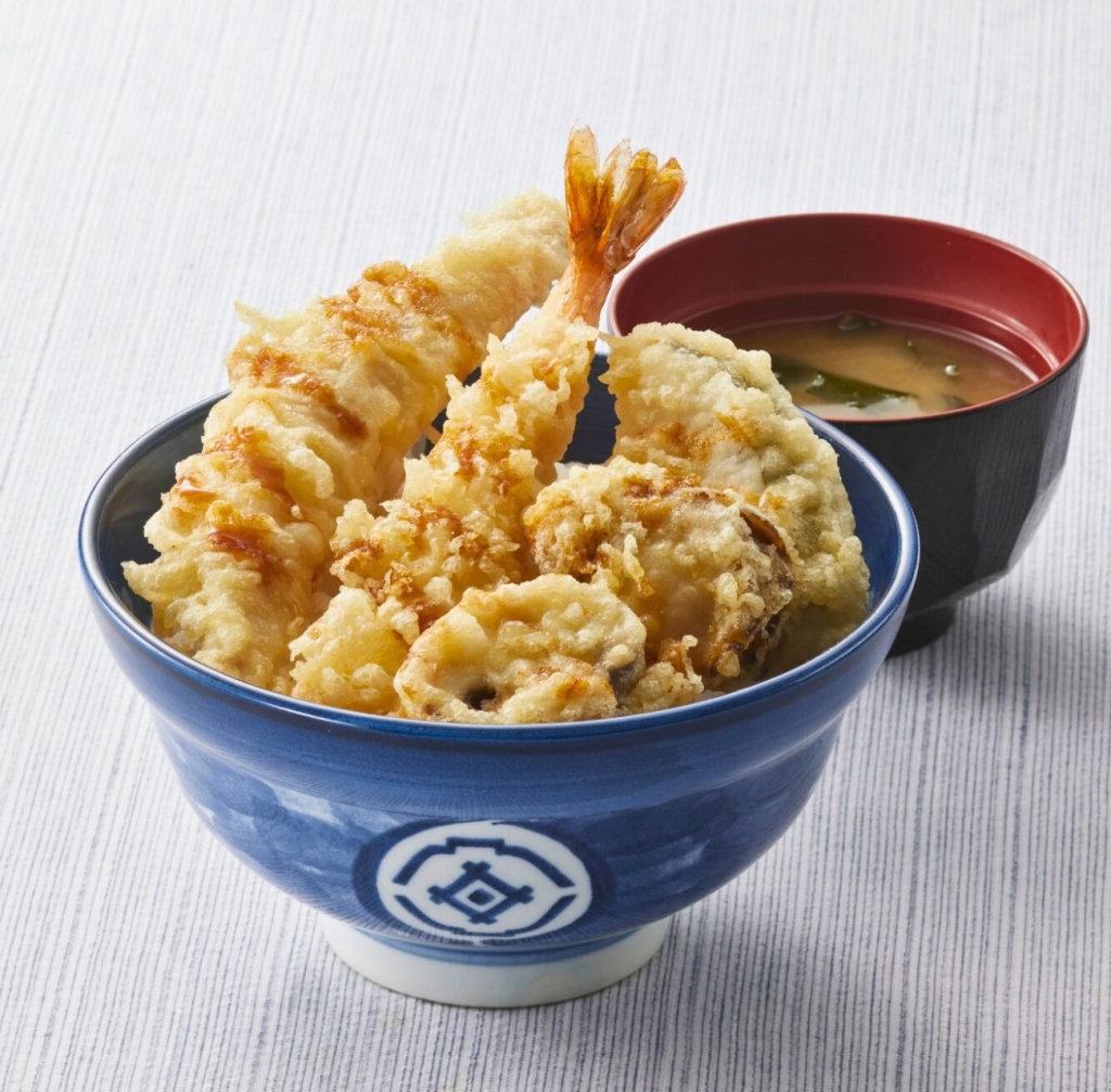 海老と4種の北海道産天丼(みそ汁付)