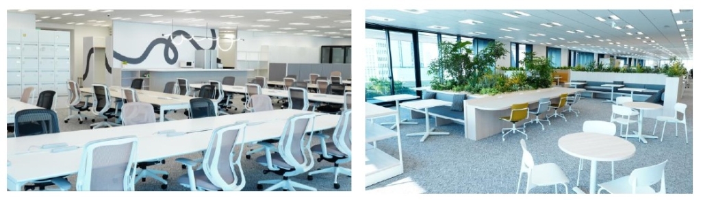 執務エリア全体イメージ(左)とABW席