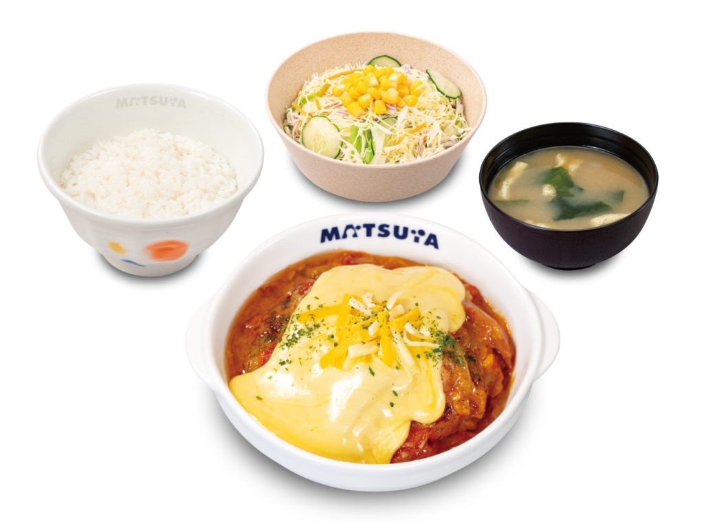 煮込みキャベツのチーズトマトハンバーグ定食