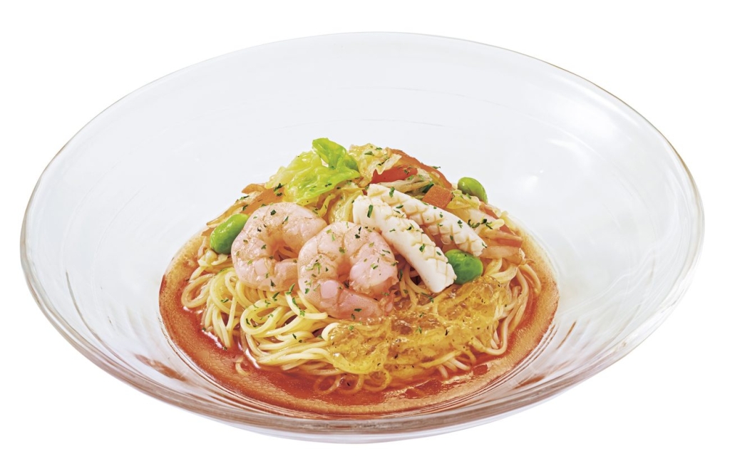 トマト海鮮野菜涼風麺 レモンジュレ添え
