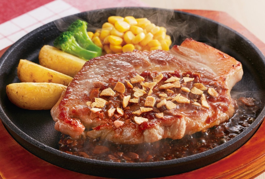 肉旨！厚切り豚肩ロースステーキ にんにく醤油