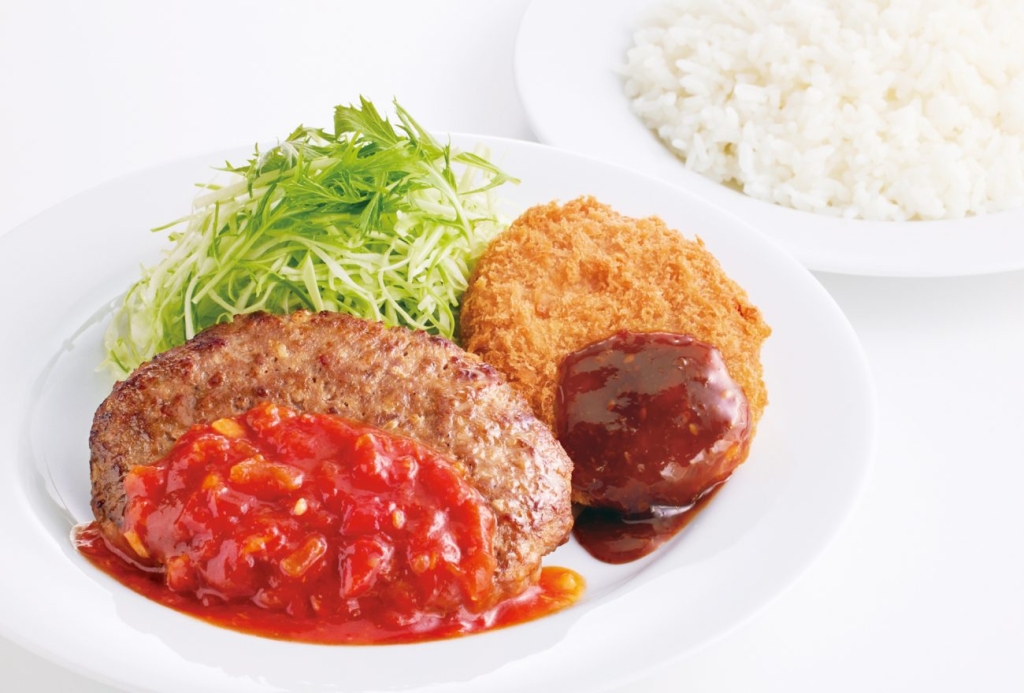 【火曜日】ハンバーグ＆ポテトコロッケ／455円（税込500円）