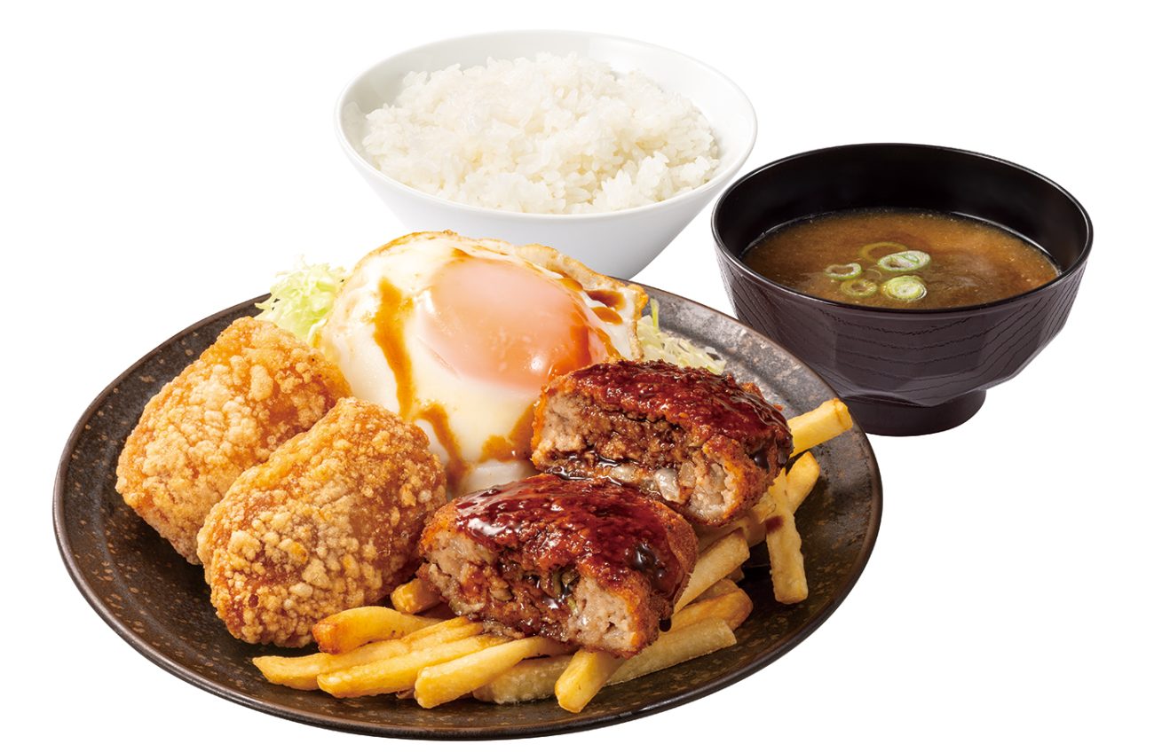 豚メンチからあげ盛り定食