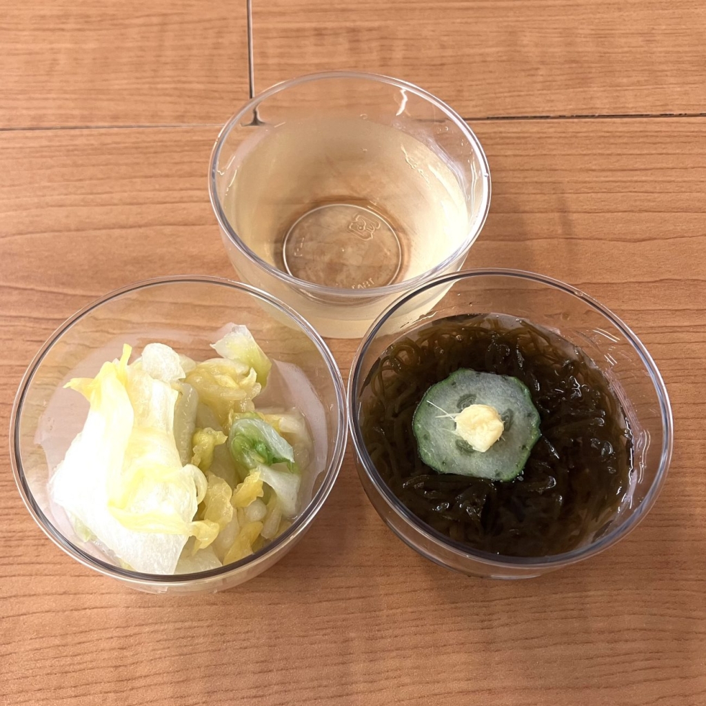 ゆず白菜、沖縄もずく、食前酢 りんご