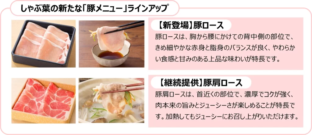 しゃぶ葉の新たな「豚メニュー」