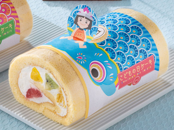 こどもの日 フルーツロールケーキ(青色のこいのぼり)