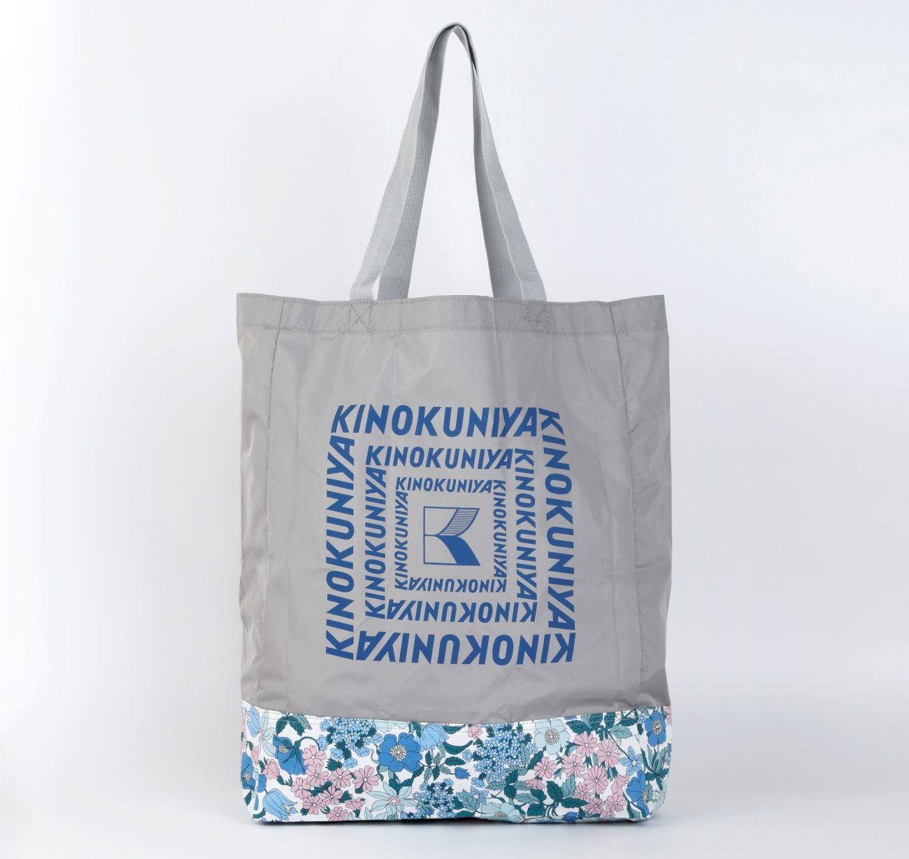 リバティプリント　エコバッグ　グレー