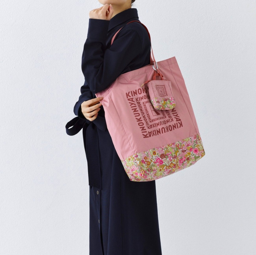 紀ノ国屋「リバティプリント エコバッグ ピンク」