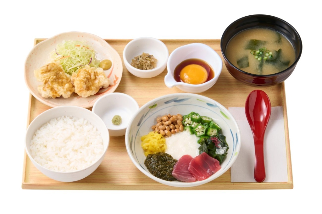 ～8種の彩り～アカモクねばとろととり天の定食