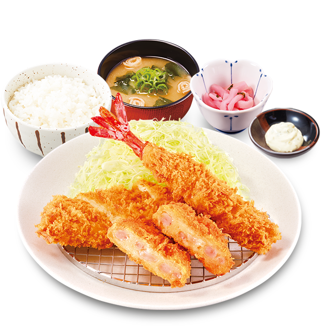 ぷりっぷり海老かつとミックスフライ定食