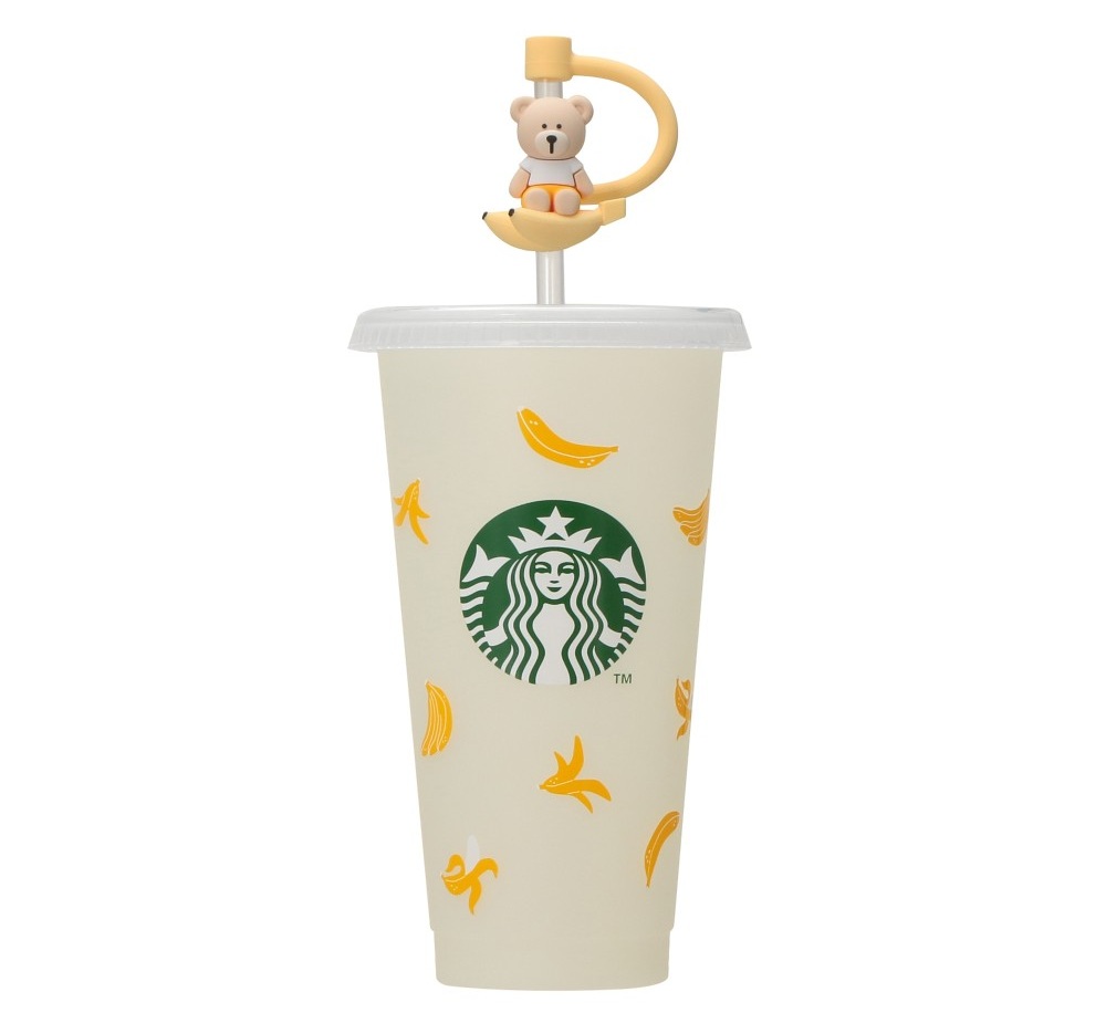 カラーチェンジングリユーザブルコールドカップバナナ710ml ＋リユーザブルカップ専用ストローキャップベアリスタバナナ
