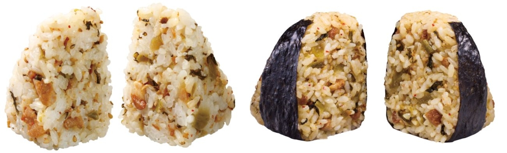 右「盛りすぎ！高菜チャーシューおにぎり」