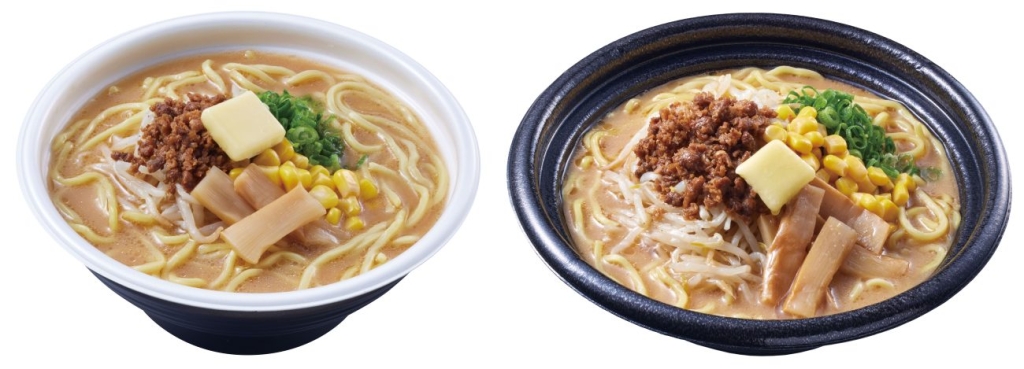 右「盛りすぎ！味噌バターコーンラーメン」