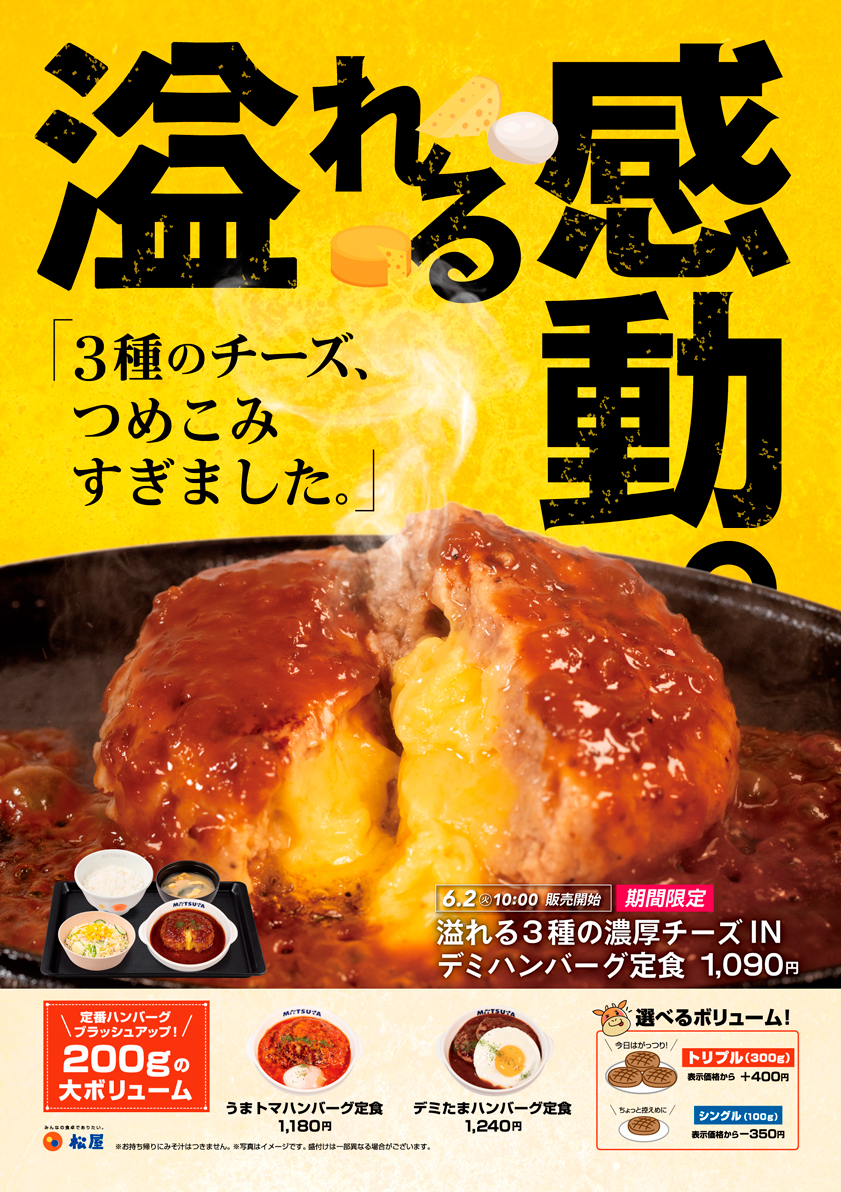 溢れる3種の濃厚チーズINデミハンバーグ