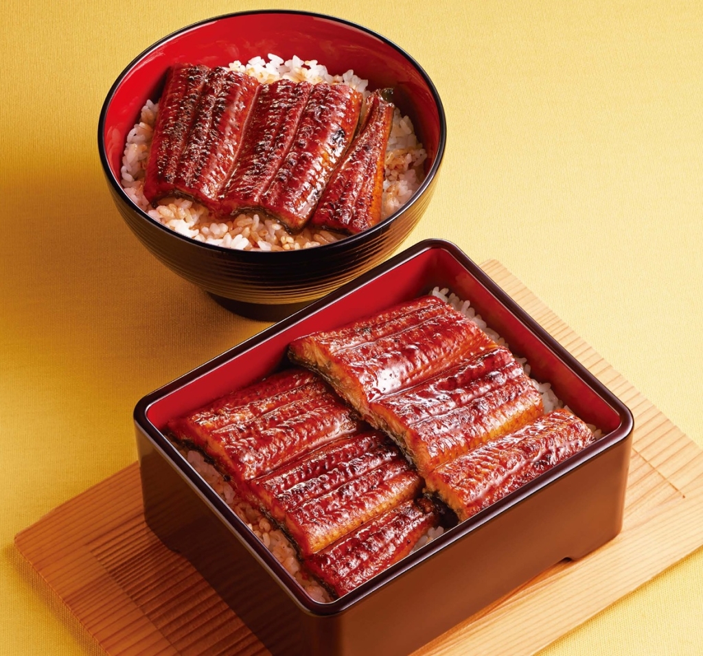 「うな丼（お吸い物・漬物付）」、「うなぎ二倍盛り重（お吸い物・漬物付）」