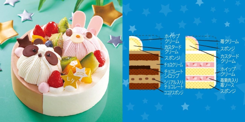 七夕 2つの味が楽しめる ハッピーどうぶつデコレーション17cm