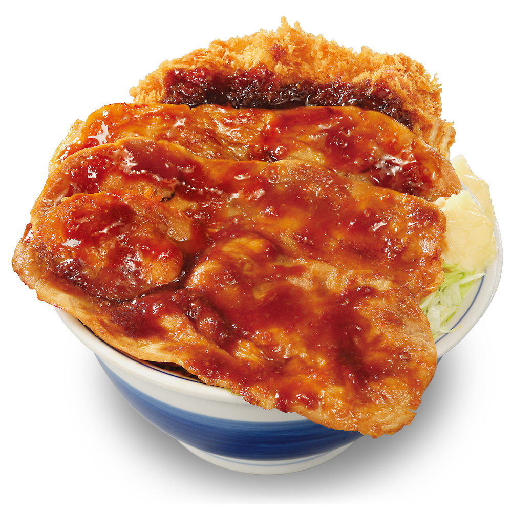大判豚の生姜焼きとチキンカツの合い盛り丼（トリプル）