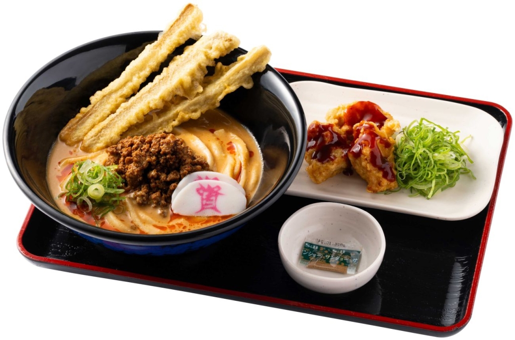 「冷やし担々うどんとヤンニョム鶏天(3個)」