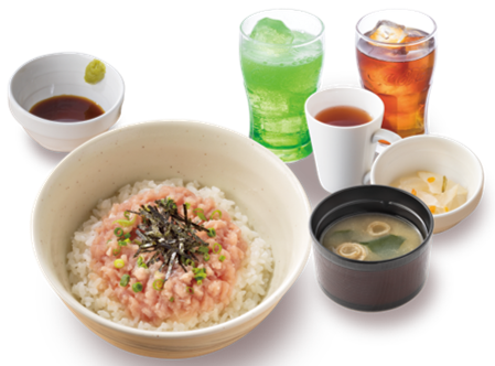 オリジナルグッズが付く「ねぎとろ丼(味噌汁・漬物付き)&ドリンクバーセット」