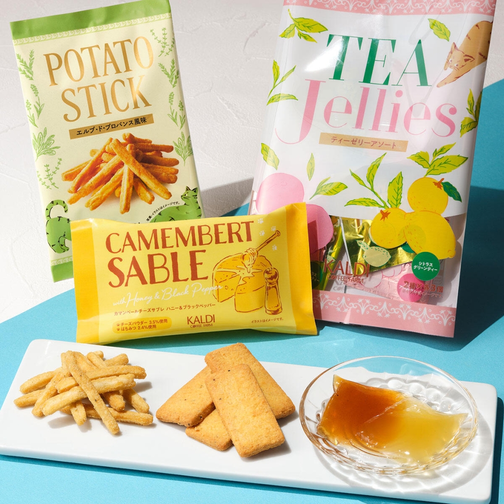 ポテトスティック、カマンベールチーズサブレ、ティーゼリーアソート
