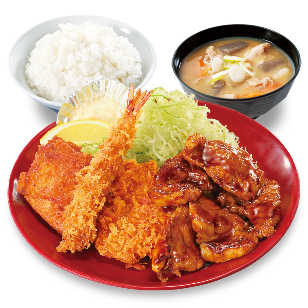 「ミックスかつや定食」