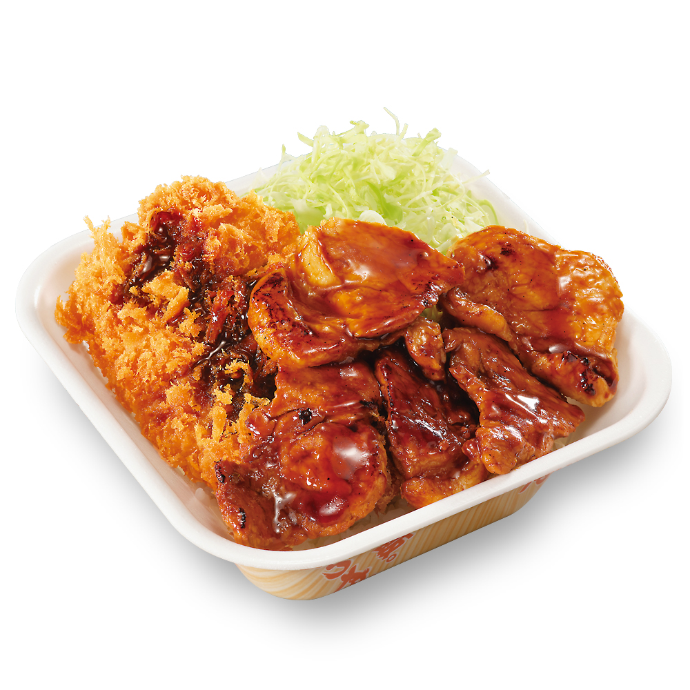 「豚丼とロースカツの合い盛り丼弁当」