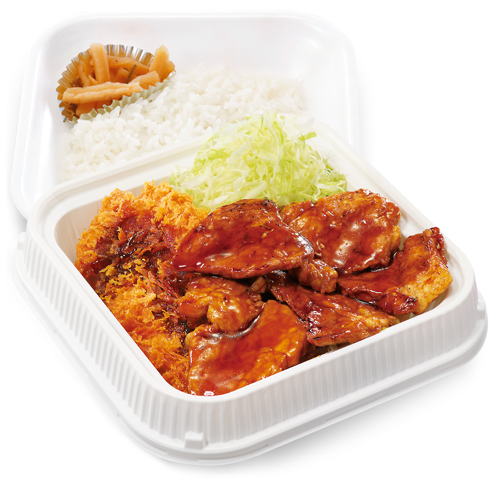 「豚焼肉とロースカツの合い盛り弁当」