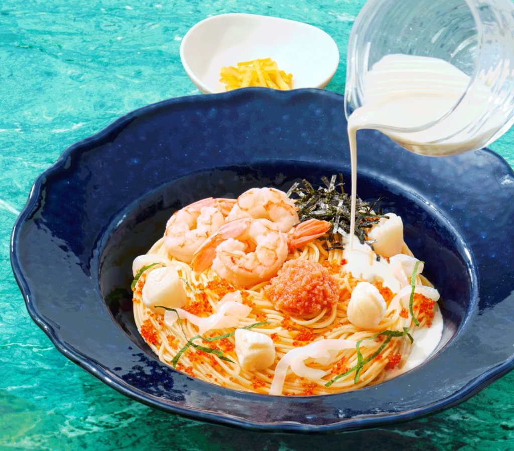 ◆“冷製カッペリーニ”赤エビの明太子～クリームスープ～