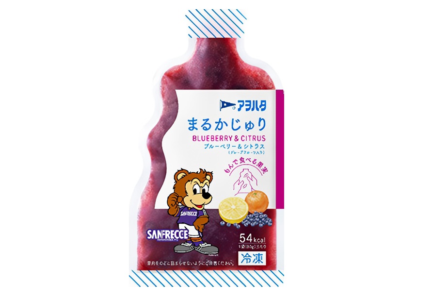 サンフレッチェ広島限定パッケージの「まるかじゅり ブルーベリー&シトラス(グレープフルーツ入り)」数量限定で発売