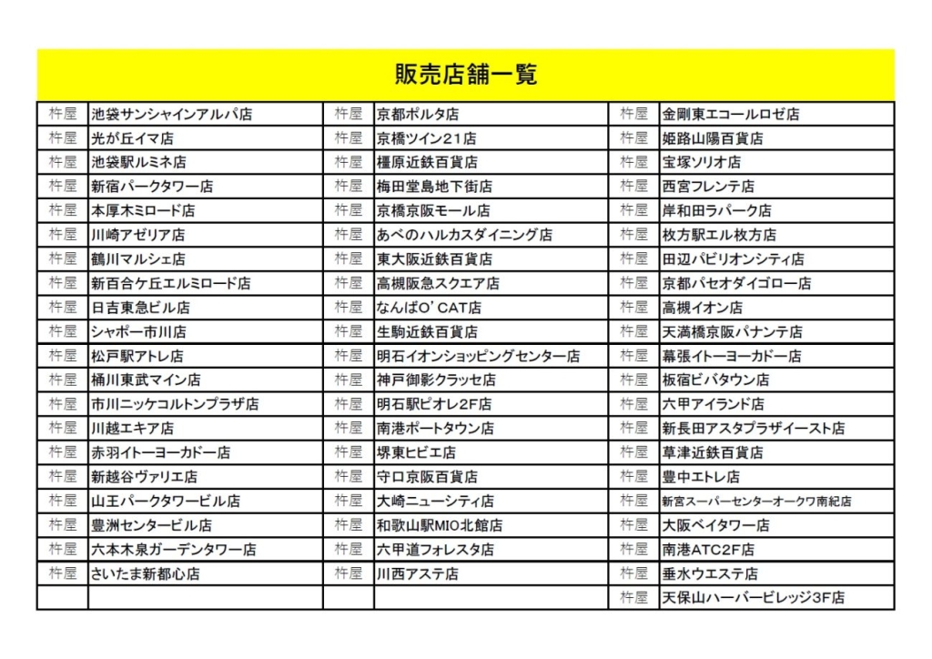 「六甲黄身おろしうどん」販売店舗一覧