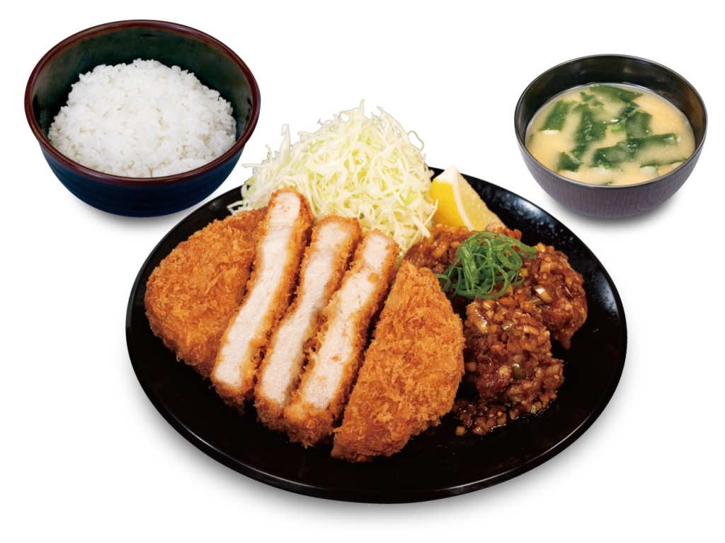 「超厚切りリブロースかつ&油淋鶏定食(3個)」